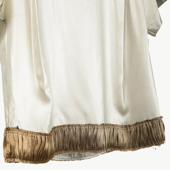 Dries Van Noten Champagne Silk Gathered-Hem Blouse - Picture 5 of 9